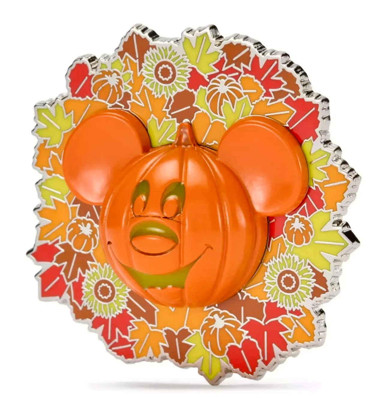 2025 Disney Parks The Halloween Mickey Mouse Pumpkin Wreath Light Up OE Pin