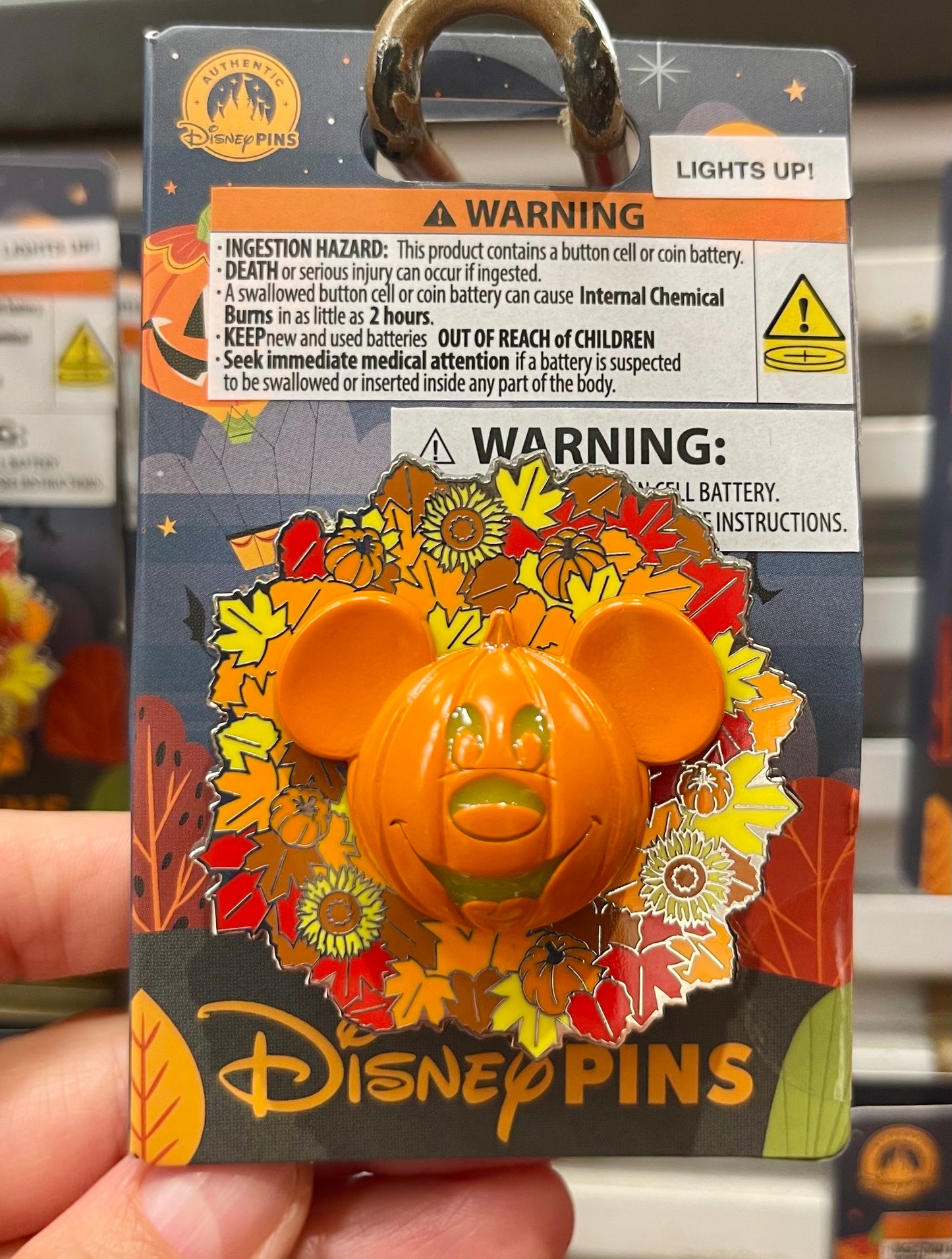 2025 Disney Parks The Halloween Mickey Mouse Pumpkin Wreath Light Up OE Pin