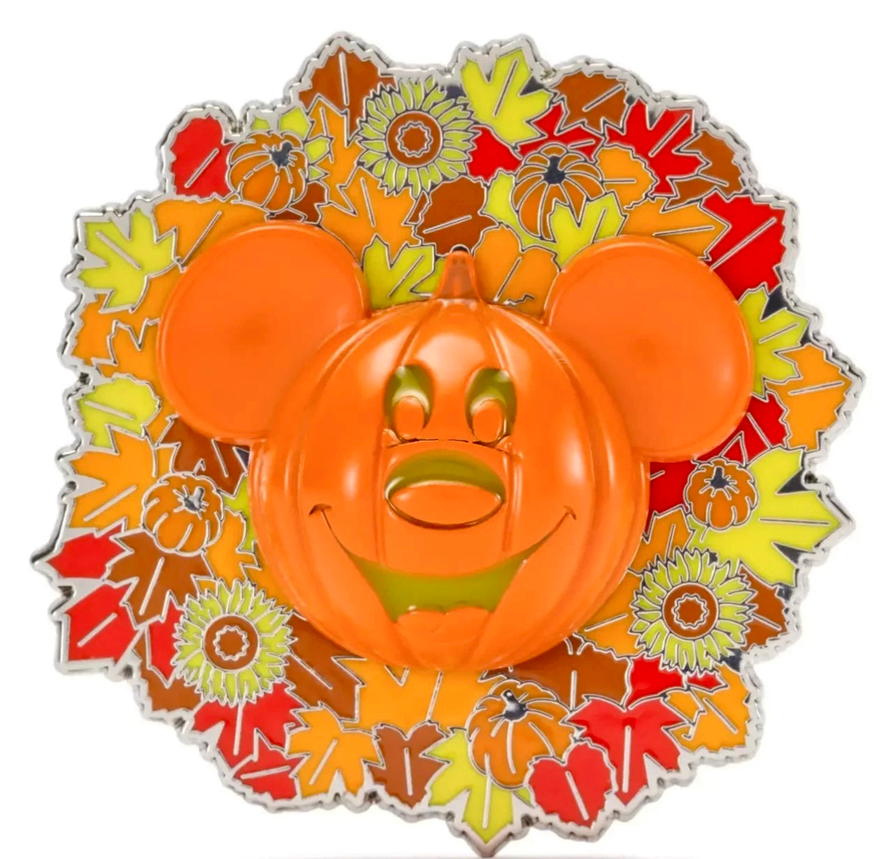 2025 Disney Parks The Halloween Mickey Mouse Pumpkin Wreath Light Up OE Pin