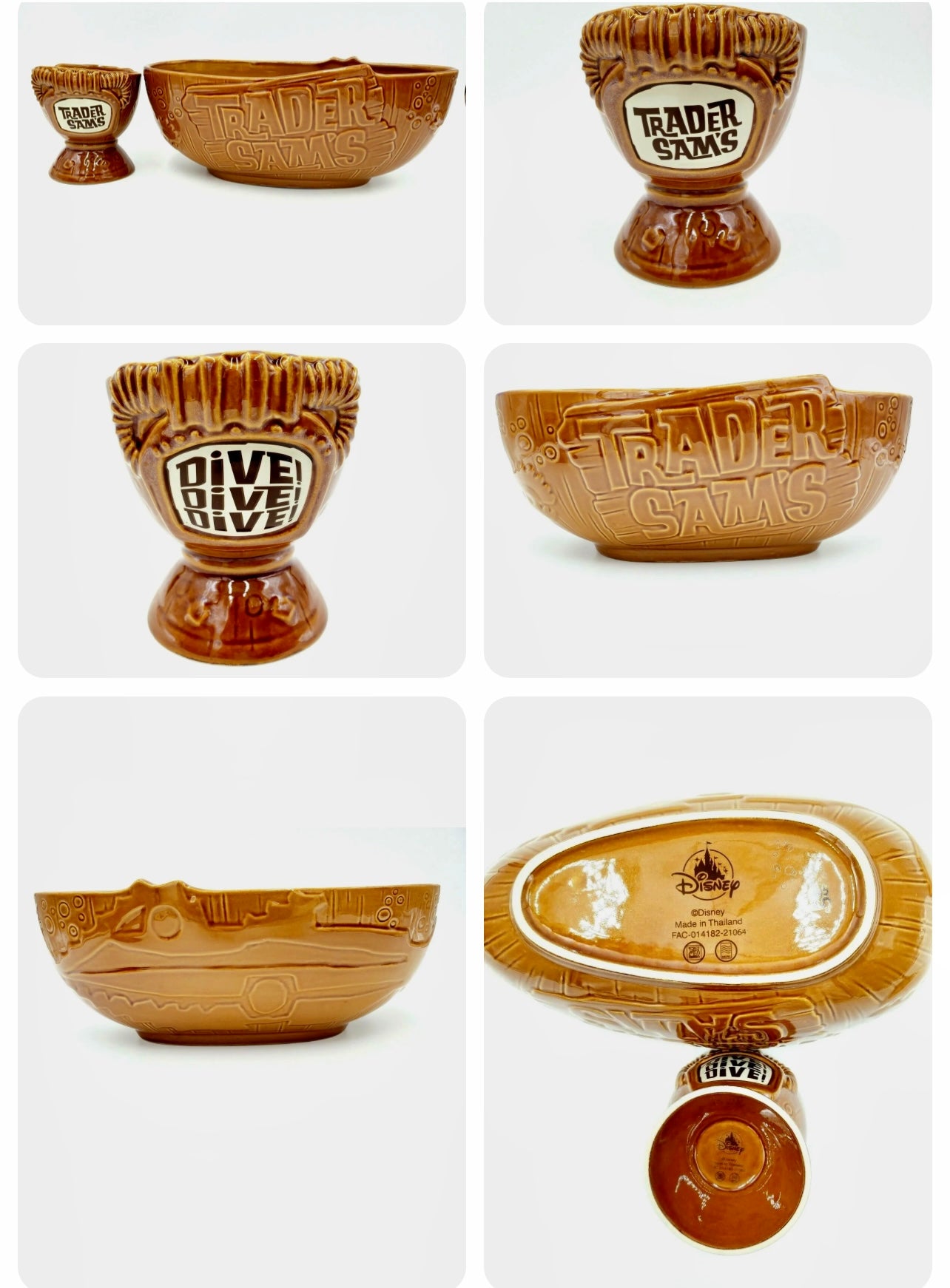 Disney Parks Polynesian Resort Trader Sams Nautilus Chip and Dip Bowl Set Tiki