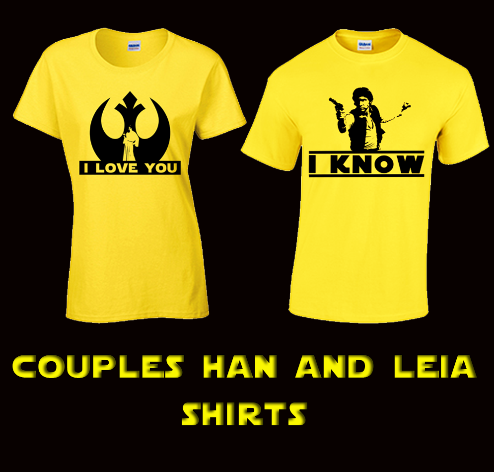 Kan ikke kat indtryk I love you I know - Han Solo Princess Leia - Couples t shirt -Star War –  mouse secrets