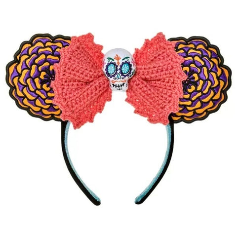 Disney Parks Coco Crochet Dia De Los Muertos Minnie Mouse Ears Headband