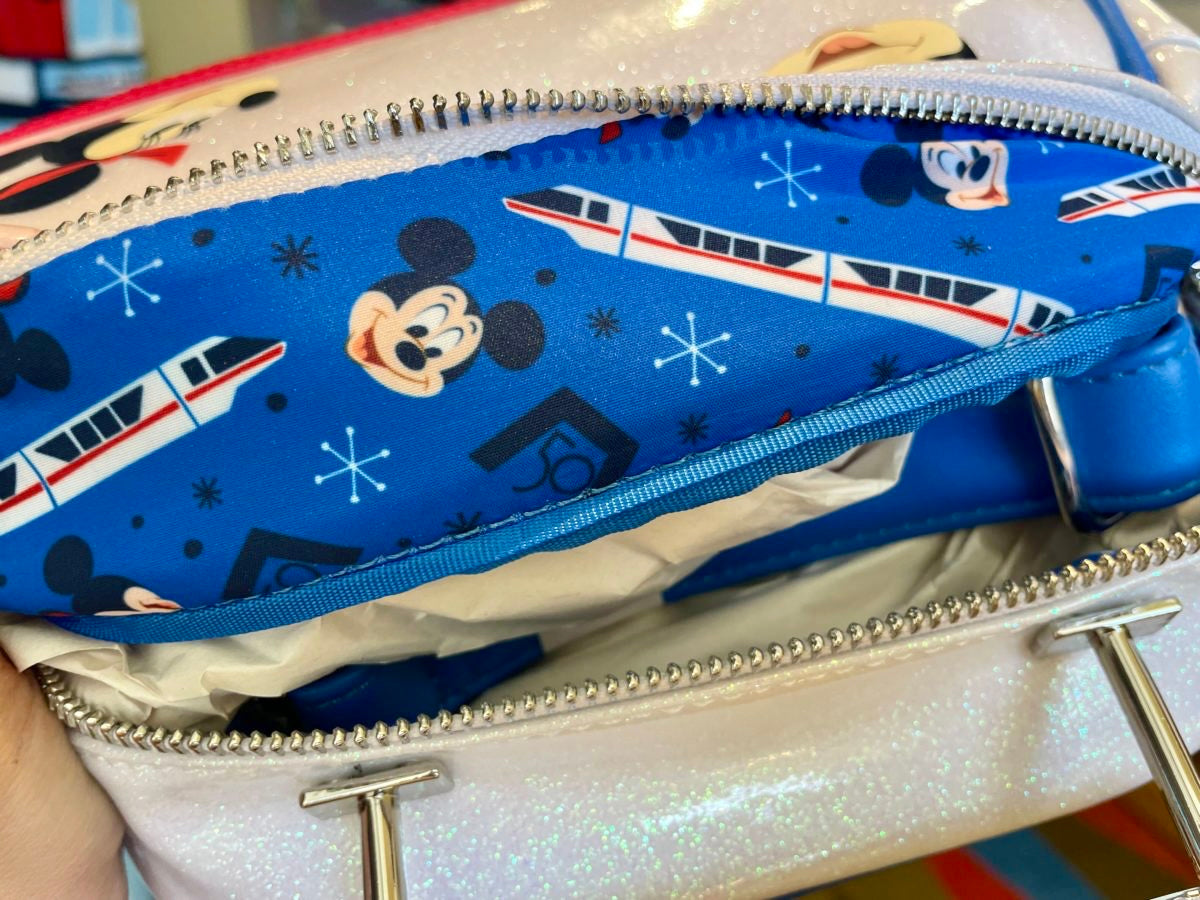 Loungefly Disney 50th Monorail crossbody & matching hotsell ear set