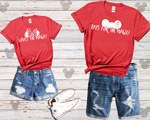 I Love The Magic I Pay For The Magic Couples Shirts, Disney Couples Shirts, Disney Honeymoon Shirts, Disney His and Hers Shirts
