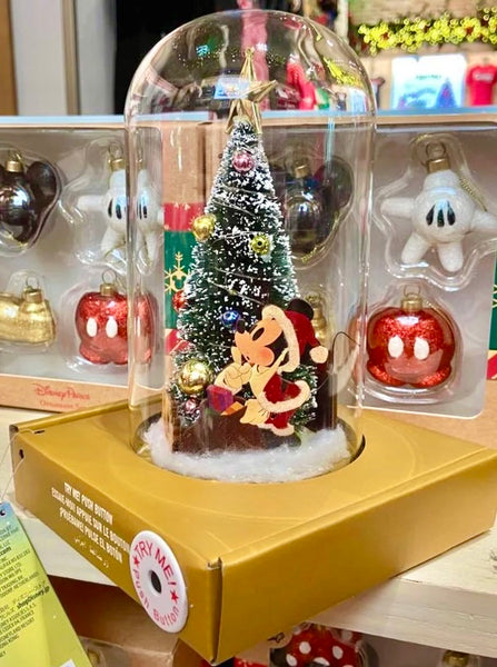 Disney Mickey Santa and Pluto Domed Christmas Tree Light Up Figurine