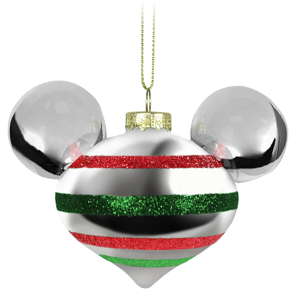 MickeyDisney Mouse Icon Glass Droplet Ornament Set