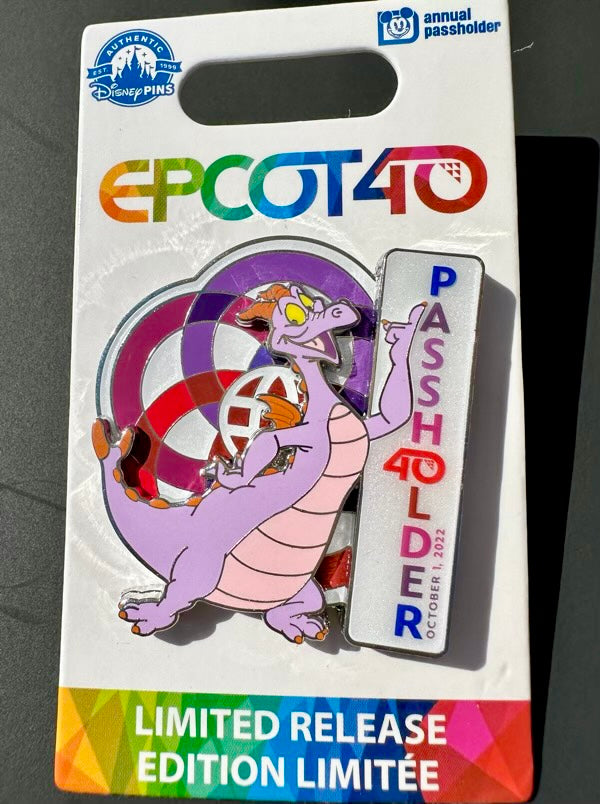 Disney Parks 2022 Epcot 40th Anniversary Figment Passholder LR Pin