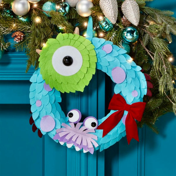 Disney Parks Monsters Inc MU Christmas Holiday Door Wreath