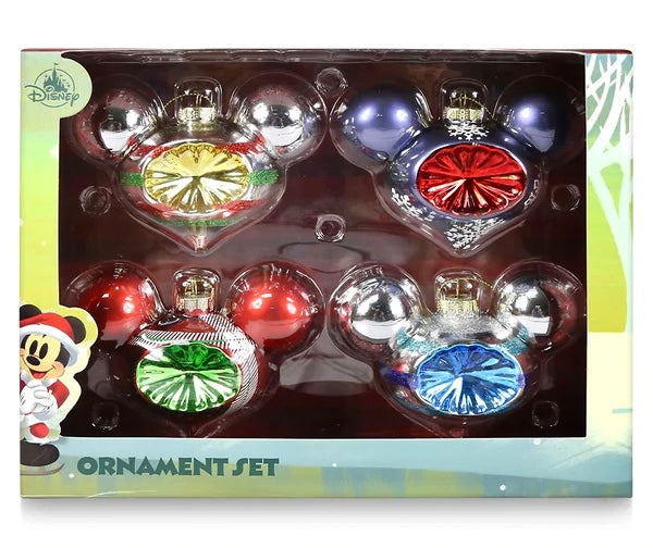 MickeyDisney Mouse Icon Glass Droplet Ornament Set