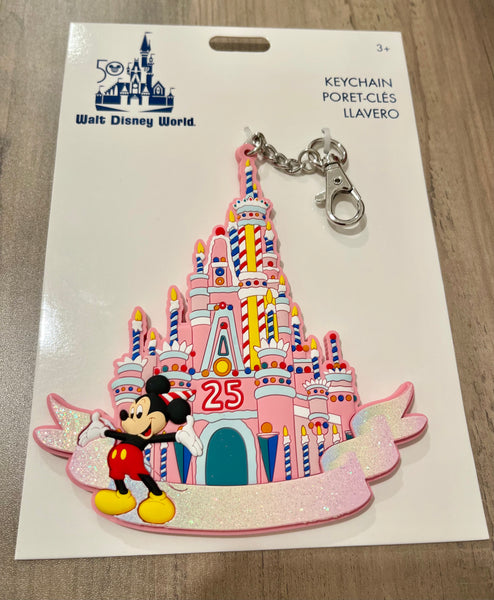 Disney Parks 2023 Vault 25th Magic Kingdom Cinderella Castle Cake Jumbo Keychain