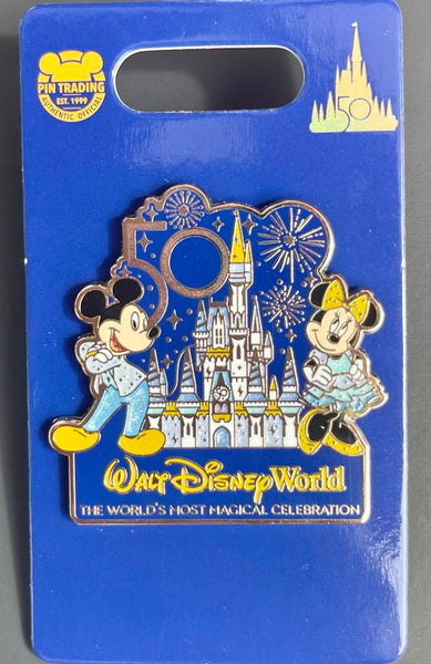 Disney 50th Anniversary Mickey And Minnie Cinderella Castle Walt Disney World 2021 Pin