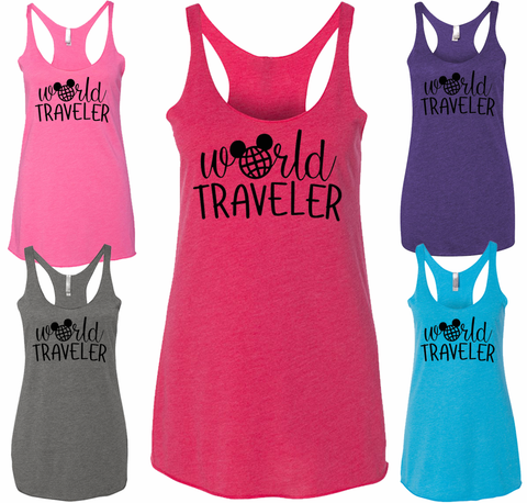 World Traveler Tank Top, World Traveler Racerback, Disney Matching Tank Top, Run Disney Tank Top, Women's Tank Top, Bachelorette Tank